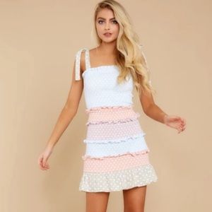 Pastel smoked polka dot dress